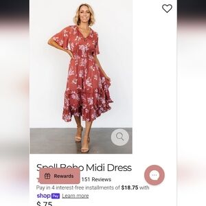 NWT Baltic Born Floral Midi Dress in Rust Sz XXXL